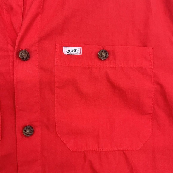 Vintage Guess By Georges Marciano Button Down Shirt Men Small Red 90’s Y2K USA - Picture 2 of 13